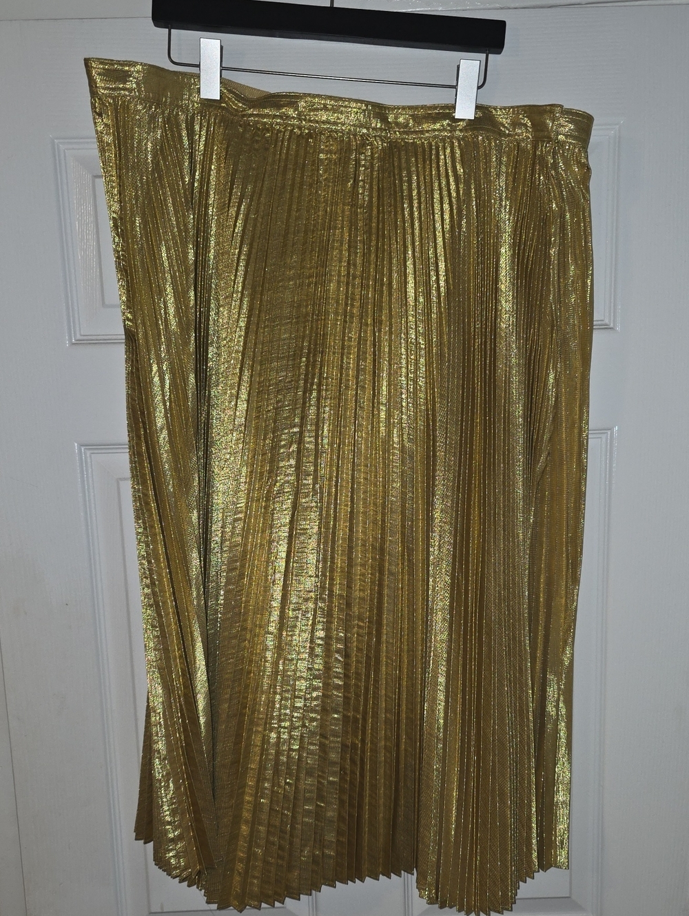 J. Crew Metallic Gold Pleated Midi Skirt